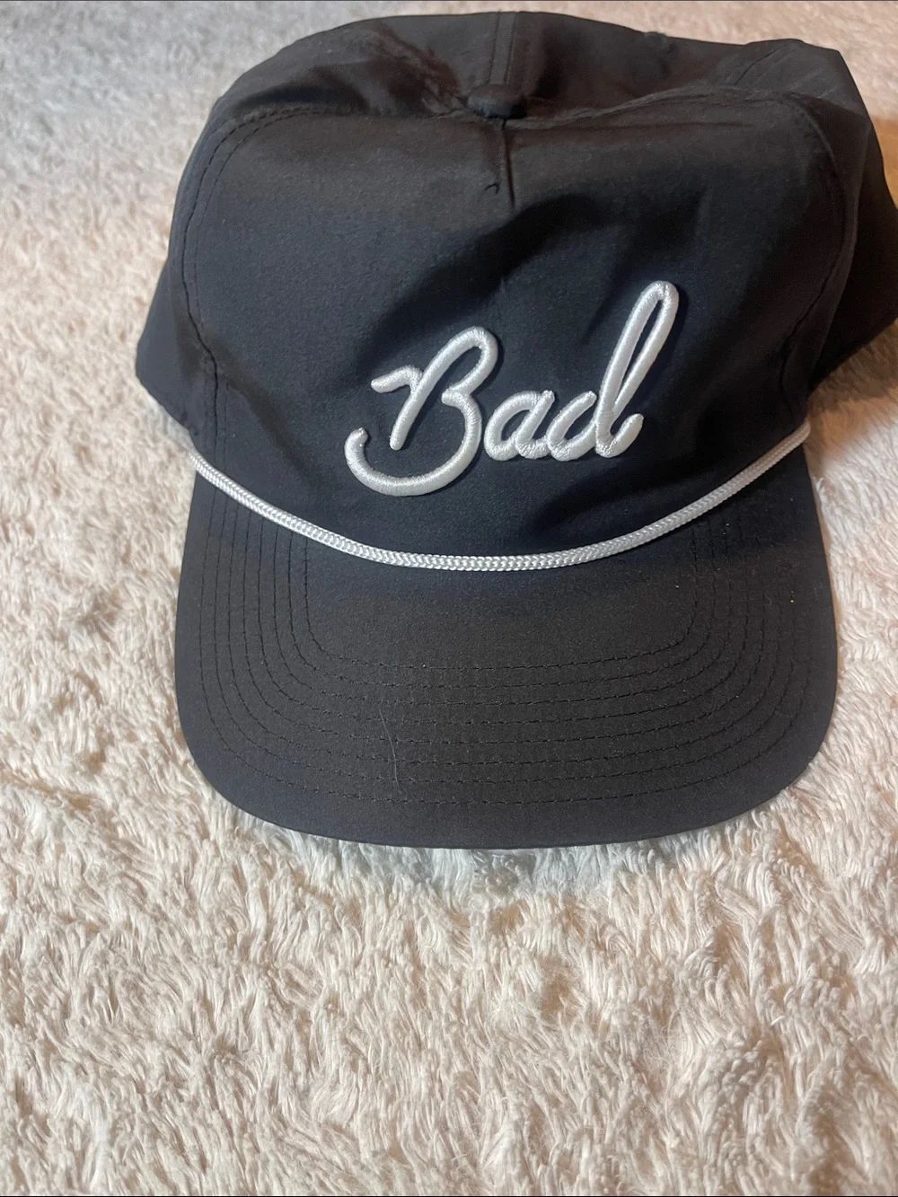 Bad Script Logo Cap - Black with White Trim